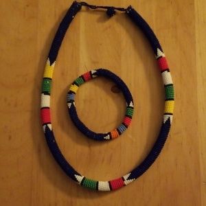Beaded South African necklace and bracelet set